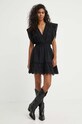 The Kooples vestito in cotone FROB28099K nero SS24