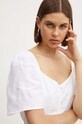 Lněné šaty Abercrombie & Fitch bílá KI159.4887.100