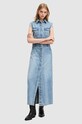 Džínové šaty AllSaints BLAIR DENIM DRESS maxi modrá W183DA