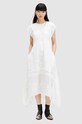 AllSaints rochie din bumbac GIANNA EMB DRESS maxi alb WD588Z