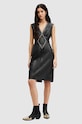 Кожена рокля AllSaints SYLA LEA STUD DRESS шпиц черен WL536Z