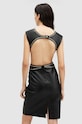Кожена рокля AllSaints SYLA LEA STUD DRESS WL536Z черен