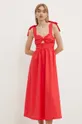 κόκκινο Φόρεμα από λινό μείγμα Never Fully Dressed Elspeth