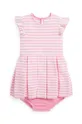 ροζ Βρεφικό βαμβακερό φόρεμα Polo Ralph Lauren Για κορίτσια