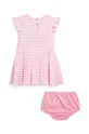 Pamučna haljina za bebe Polo Ralph Lauren roza