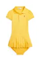 rumena Otroška bombažna obleka Polo Ralph Lauren Dekliški
