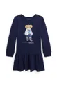 σκούρο μπλε Παιδικό βαμβακερό φόρεμα Polo Ralph Lauren Για κορίτσια