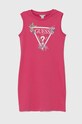 Παιδικό βαμβακερό φόρεμα Guess στάμπα ροζ J4RK38.KA6W4.PPYH