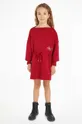 crvena Dječja haljina Calvin Klein Jeans Za djevojčice