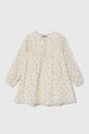 Dievčenské bavlnené šaty United Colors of Benetton kvetinový béžová 4KBUGV01D.P.Seasonal