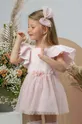 roza Otroška bombažna obleka Jamiks Dekliški