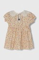 Dievčenské bavlnené šaty Jamiks NOVELLA.II.org.JLG009.G béžová SS24