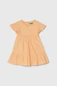 oranžna Otroška bombažna obleka United Colors of Benetton Dekliški