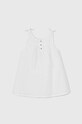 Dievčenské ľanové šaty United Colors of Benetton 4BE7GV01C.P.Seasonal biela SS24