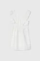 bela Otroška lanena obleka United Colors of Benetton Dekliški