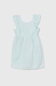 Детское льняное платье United Colors of Benetton короткий бирюзовый 4YP7CV027.G.Seasonal
