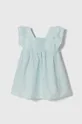 бирюзовый Детское льняное платье United Colors of Benetton Для девочек