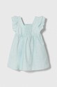 Dětské lněné šaty United Colors of Benetton 4YP7GV01G.P.Seasonal tyrkysová SS24