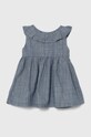 Дитяча бавовняна сукня United Colors of Benetton 43HUAV00K.W.Seasonal блакитний SS24