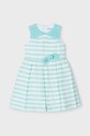 Φόρεμα με μείγμα από λινό για παιδιά Mayoral ρίγες τιρκουάζ 3915.6B.Mini.PPYH