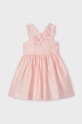 Φόρεμα με μείγμα από λινό για παιδιά Mayoral μυτερό άκρο μπεζ 3916.6B.Mini.PPYH