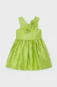 Φόρεμα με μείγμα από λινό για παιδιά Mayoral πράσινο