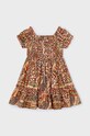 Dječja pamučna haljina Mayoral 3937.6G.Mini.PPYH smeđa SS24