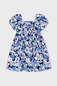 Mayoral rochie din bumbac pentru copii 3941.6H.Mini.PPYH bleumarin SS24