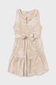 Φόρεμα με μείγμα από λινό για παιδιά Mayoral 6955.8C.Junior.PPYH μπεζ SS24