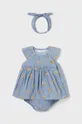 Детское хлопковое платье Mayoral Newborn голубой