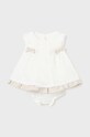 Φόρεμα με μείγμα από λινό για παιδιά Mayoral Newborn 1828.2N.Newborn.PPYH μπεζ SS24