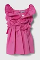 roza Dječja pamučna haljina Pinko Up Za djevojčice