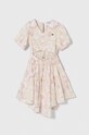 Dětské bavlněné šaty Pinko Up midi béžová S4PIJGDR028