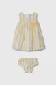 κίτρινο Βρεφικό φόρεμα σε συνδυασμό με λινά Guess Για κορίτσια