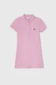 розовый Хлопковое детское платье Lacoste Для девочек