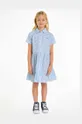 modra Otroška bombažna obleka Tommy Hilfiger Dekliški