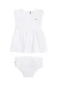 λευκό Βρεφικό βαμβακερό φόρεμα Tommy Hilfiger Για κορίτσια