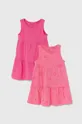 różowy zippy sukienka bawełniana dziecięca 2-pack Dziewczęcy