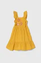 rumena Otroška obleka z mešanico lanu zippy Dekliški
