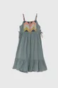бірюзовий Дитяча сукня з домішкою льону zippy Для дівчаток