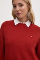 Bavlněný svetr Tommy Hilfiger burgundské WW0WW40751