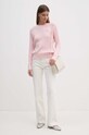 Βαμβακερό πουλόβερ Tommy Hilfiger WW0WW41142 ροζ AW24