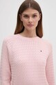Βαμβακερό πουλόβερ Tommy Hilfiger ροζ WW0WW41142