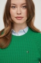 Bavlněný svetr Tommy Hilfiger zelená WW0WW41142