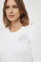 biela Bavlnený sveter Lauren Ralph Lauren