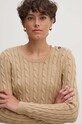 Pamučni pulover Lauren Ralph Lauren bež 200932223