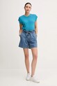 United Colors of Benetton vestă cu amestec de in 105GD109Z albastru SS25