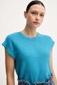 United Colors of Benetton vestă cu amestec de in albastru 105GD109Z