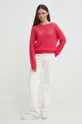 Bombažen pulover United Colors of Benetton roza