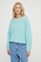 American Vintage sweter z domieszką wełny PULL ML COL ROND EAST18FE24 turkusowy SS24